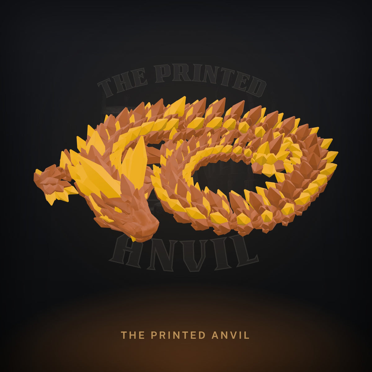 Articulating Crystal Dragon 3D render in Brown and Gold