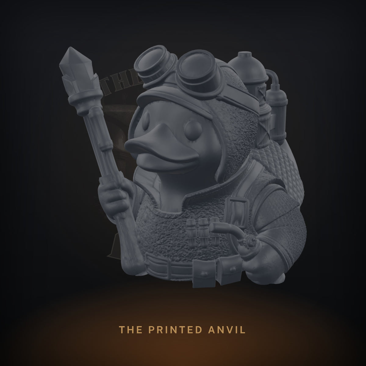 Artificer Ducky 3D render in Gray