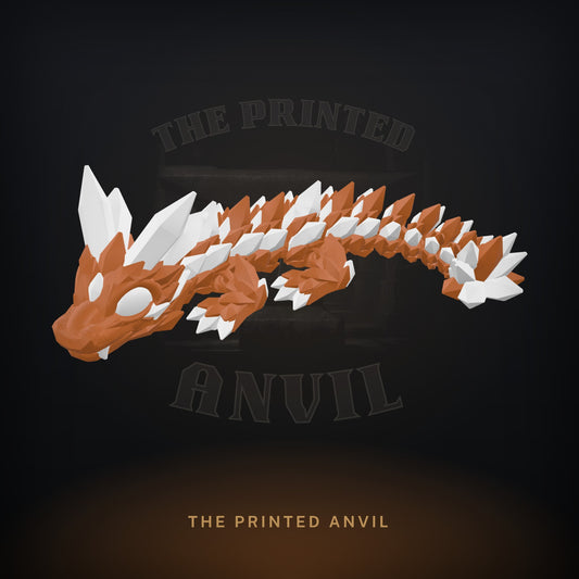 Baby Crystal Dragon 3D render in Brown and White