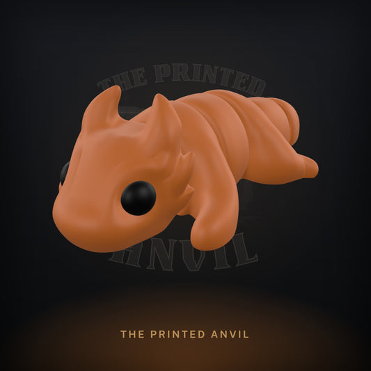 Baby Dragon 3D render in Brown and Black