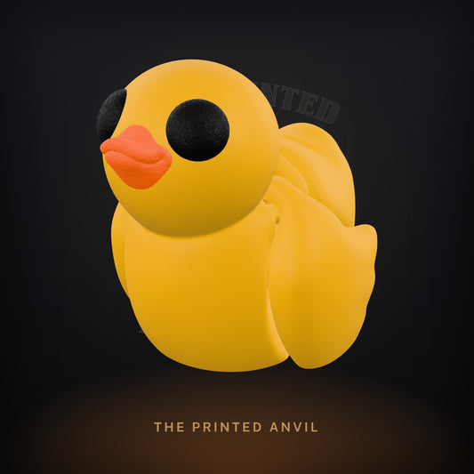 Baby Duck 3D render in Gold, Black and Orange