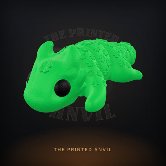Baby Lucky Dragon 3D render in Green and Black