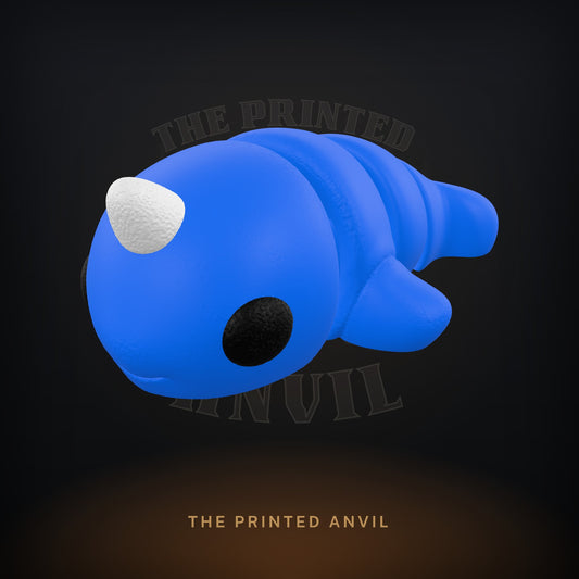 Baby Narwhal 3D render in Blue, Black and White