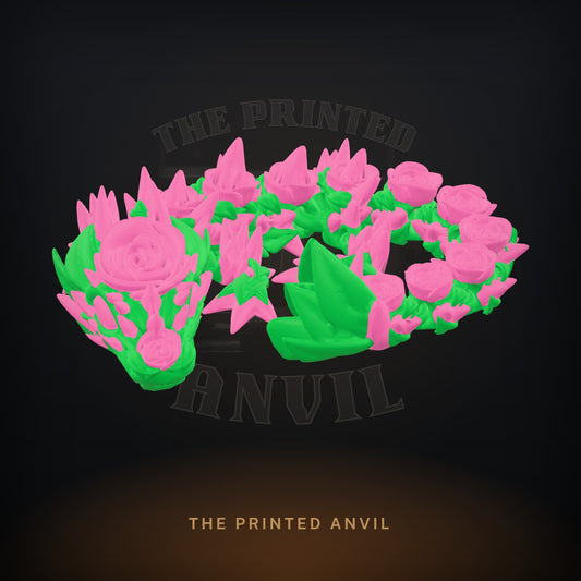 Baby Rose Dragon 3D render in Green and Pink