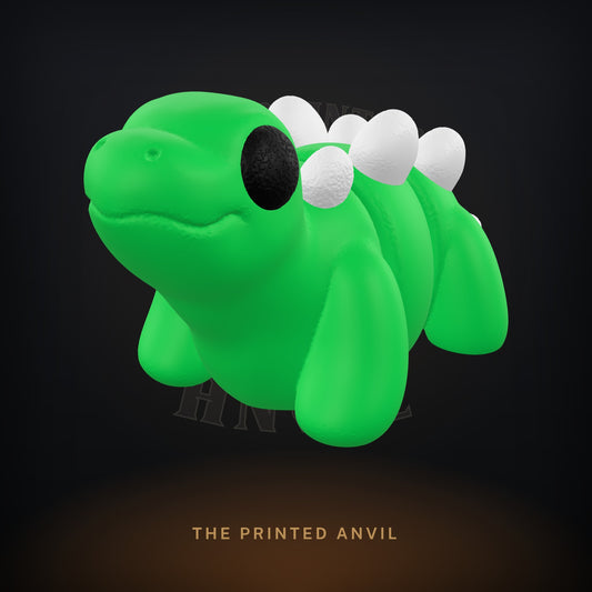 Baby Stegosaurus 3D render in Green, White and Black