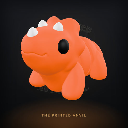 Baby Triceratops 3D render in Orange, Black and White