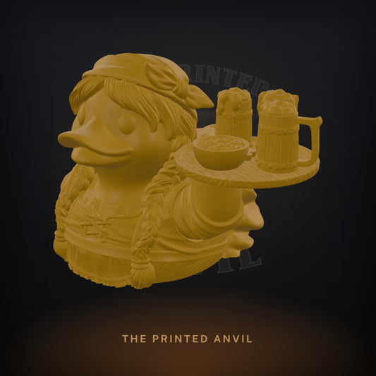 Barmaid Ducky 3D render in Gold