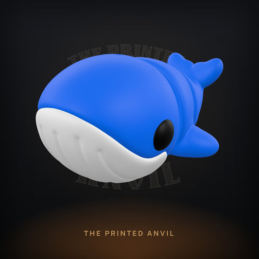 Baby Blue Whale 3D render in Blue, White and Black