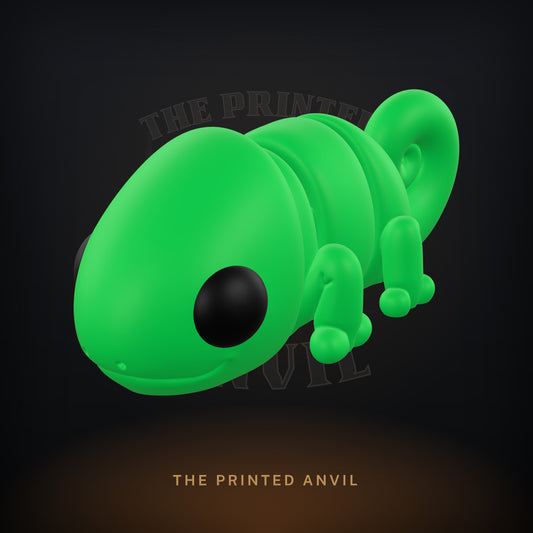 Baby Chameleon 3D render in Green and Black