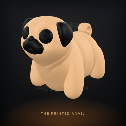 Baby Pug 3D render in Tan and Black