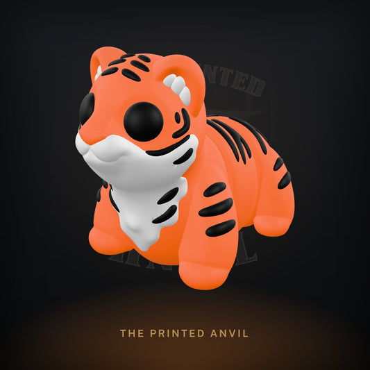 Baby Tiger 3D render in Orange, Black and White
