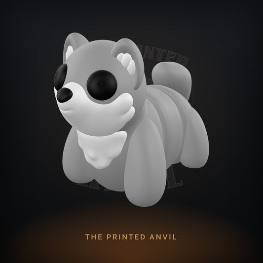 Baby Wolf 3D render in Gray, White and Black