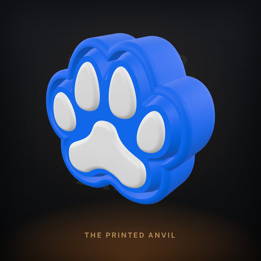 Pet Paw Print Clicket 3D render in Blue and White