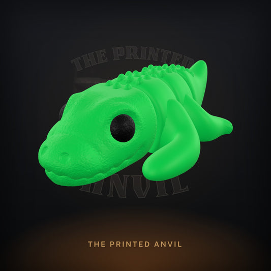 Tiny Crocodile 3D render in Green and Black