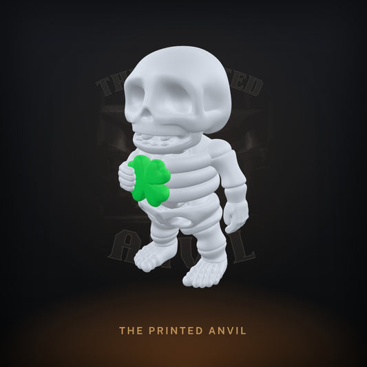 Tiny Lucky Clover Skeleton 3D render in Silver and Green